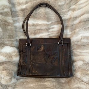 Sag Harbor Brown Leather Tote Bag Satchel 3 separate compartments inside